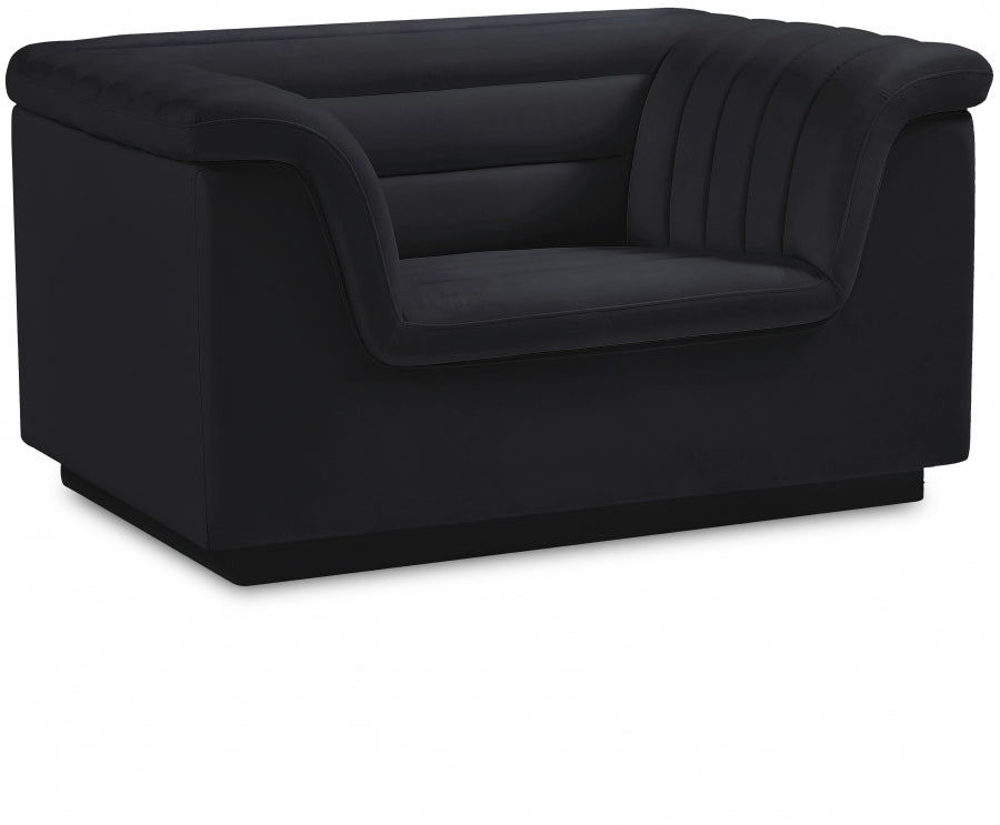 Black Cascade Velvet Fabric Chair from Meridian - Luna Furniture