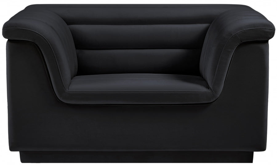 Black Cascade Velvet Fabric Chair from Meridian - Luna Furniture