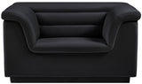 Black Cascade Velvet Fabric Chair from Meridian - Luna Furniture