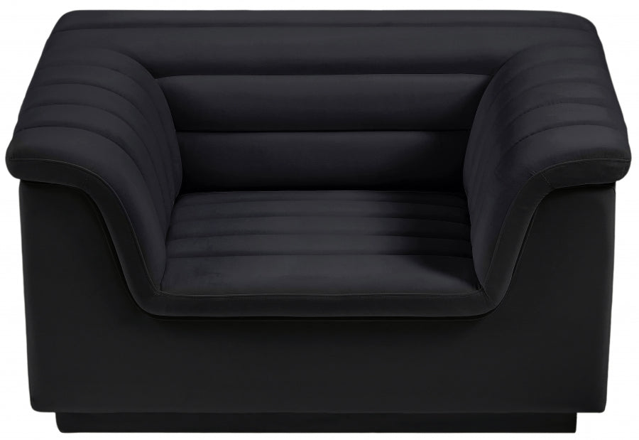 Black Cascade Velvet Fabric Chair from Meridian - Luna Furniture