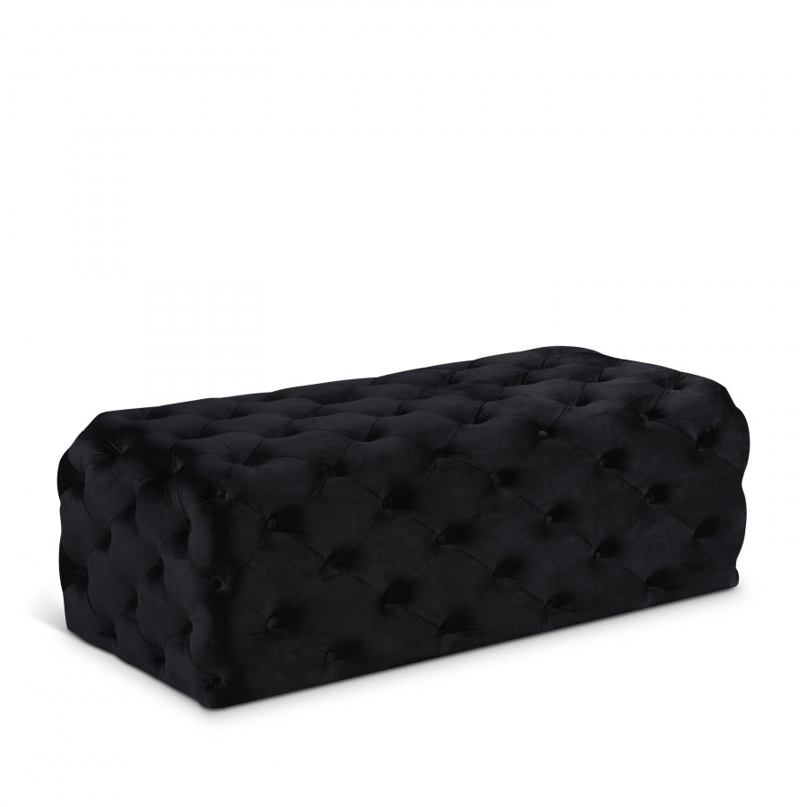 Casey Black Velvet Ottoman | Bench from Meridian - Luna Furniture