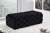 Casey Black Velvet Ottoman | Bench from Meridian - Luna Furniture