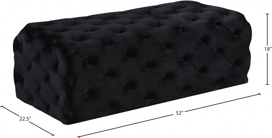 Casey Black Velvet Ottoman | Bench from Meridian - Luna Furniture