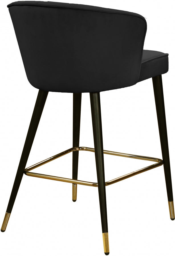 Cassie Black Velvet Counter Stool, Set of 2 from Meridian - Luna Furniture