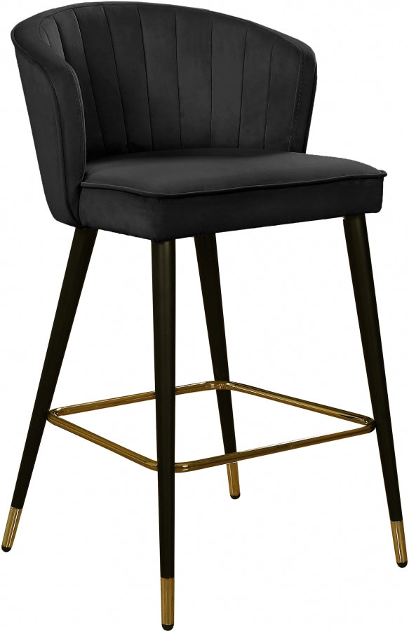 Cassie Black Velvet Counter Stool, Set of 2 from Meridian - Luna Furniture