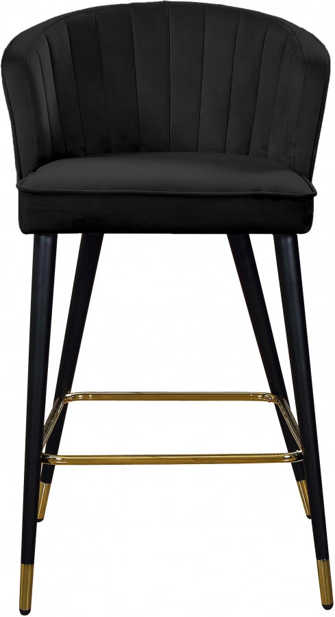 Cassie Black Velvet Counter Stool, Set of 2 from Meridian - Luna Furniture