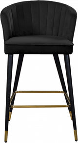 Cassie Black Velvet Counter Stool, Set of 2 from Meridian - Luna Furniture