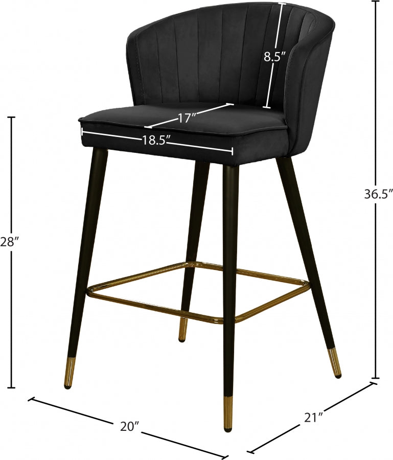 Cassie Black Velvet Counter Stool, Set of 2 from Meridian - Luna Furniture