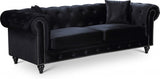 Chesterfield Black Velvet Sofa from Meridian - Luna Furniture