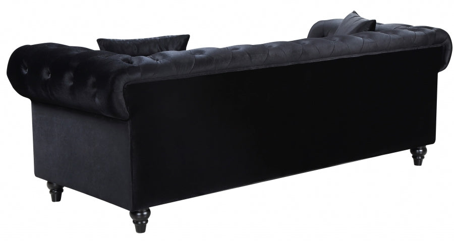 Chesterfield Black Velvet Sofa from Meridian - Luna Furniture