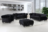 Chesterfield Black Velvet Sofa from Meridian - Luna Furniture