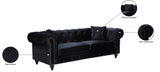 Chesterfield Black Velvet Sofa from Meridian - Luna Furniture