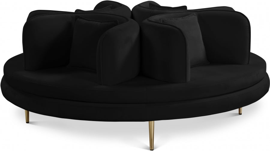 Circlet Black Velvet Roundabout Sofa from Meridian - Luna Furniture