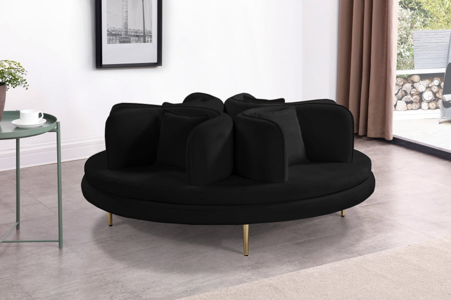 Circlet Black Velvet Roundabout Sofa from Meridian - Luna Furniture