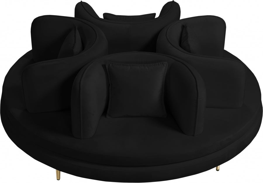 Circlet Black Velvet Roundabout Sofa from Meridian - Luna Furniture