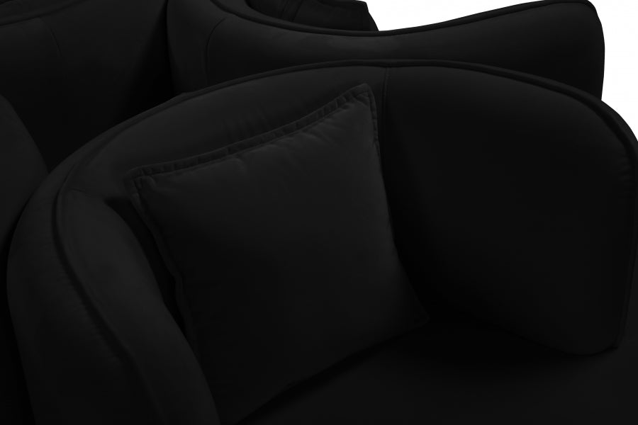 Circlet Black Velvet Roundabout Sofa from Meridian - Luna Furniture