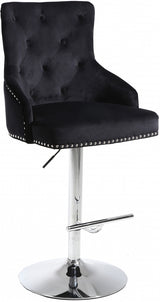 Claude Black/Chrome Velvet Adjustable Bar | Counter Stool from Meridian - Luna Furniture