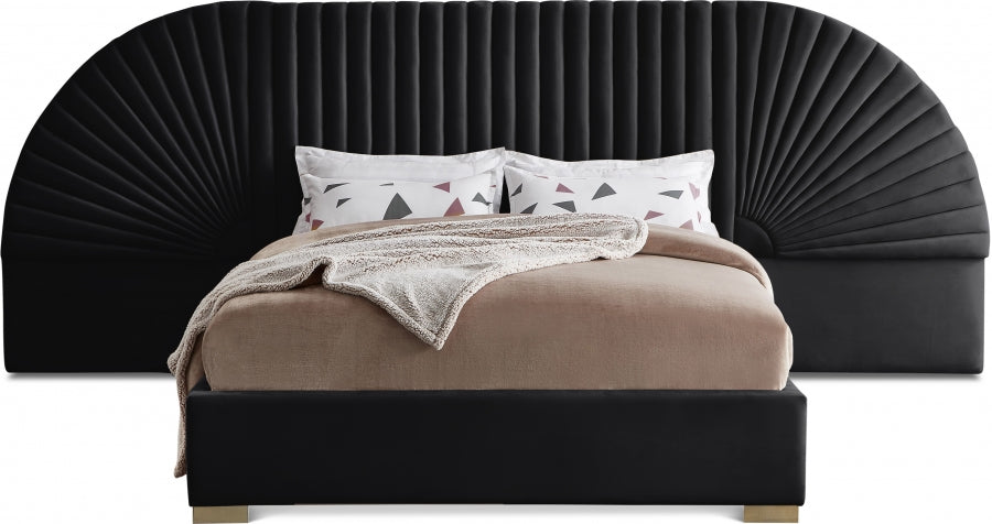 Cleo Black Velvet King Bed from Meridian - Luna Furniture