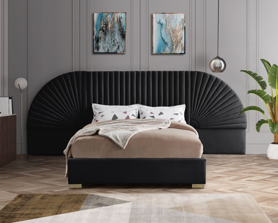 Cleo Black Velvet King Bed from Meridian - Luna Furniture