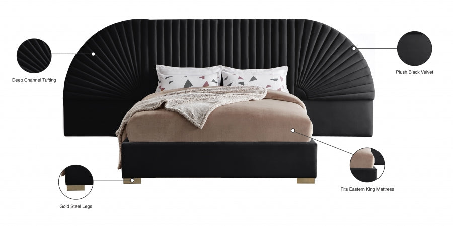 Cleo Black Velvet King Bed from Meridian - Luna Furniture