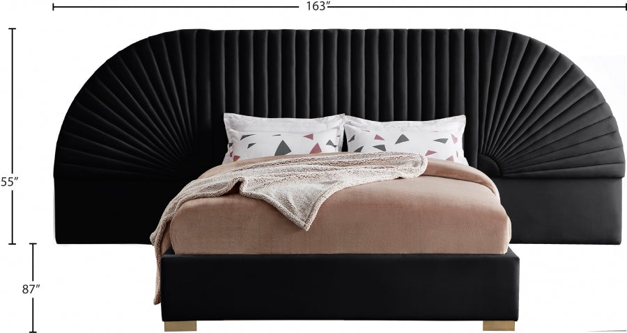 Cleo Black Velvet King Bed from Meridian - Luna Furniture