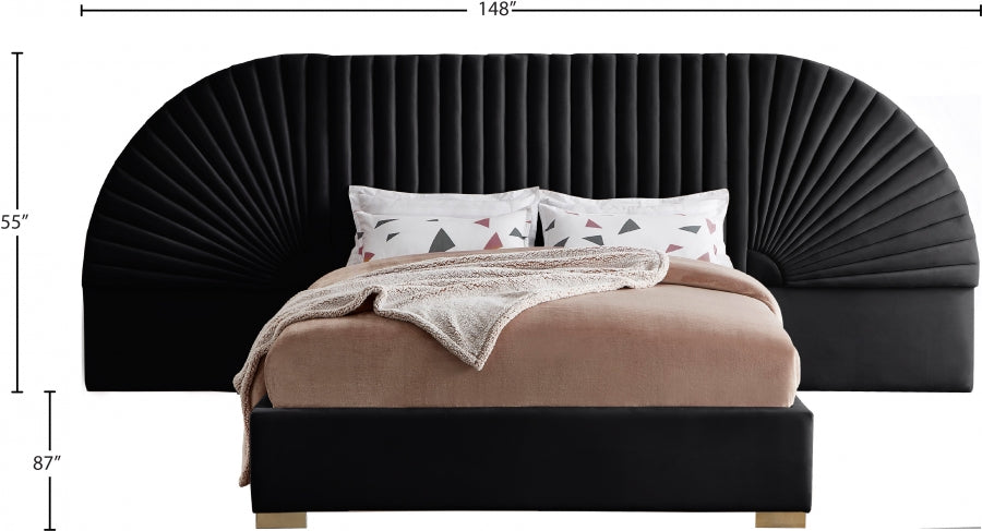 Cleo Black Velvet Queen Bed from Meridian - Luna Furniture