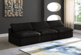 Cozy Black Velvet Modular Fiber Filled Cloud-Like Comfort Overstuffed 117" Armless Sofa from Meridian - Luna Furniture