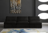 Cozy Black Velvet Modular Fiber Filled Cloud-Like Comfort Overstuffed 117" Armless Sofa from Meridian - Luna Furniture