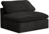 Cozy Black Velvet Modular Fiber Filled Cloud-Like Comfort Overstuffed Armless Chair from Meridian - Luna Furniture