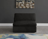 Cozy Black Velvet Modular Fiber Filled Cloud-Like Comfort Overstuffed Armless Chair from Meridian - Luna Furniture