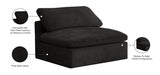 Cozy Black Velvet Modular Fiber Filled Cloud-Like Comfort Overstuffed Armless Chair from Meridian - Luna Furniture