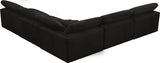 Cozy Black Velvet Modular Fiber Filled Cloud-Like Comfort Overstuffed Reversible Sectional from Meridian - Luna Furniture