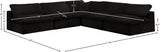 Cozy Black Velvet Modular Fiber Filled Cloud-Like Comfort Overstuffed Reversible Sectional from Meridian - Luna Furniture