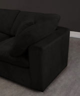 Cozy Black Velvet Modular Fiber Filled Cloud-Like Comfort Overstuffed Reversible Sectional from Meridian - Luna Furniture