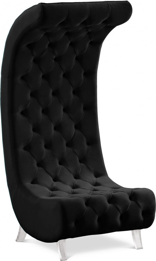 Crescent Black Velvet Chair from Meridian - Luna Furniture