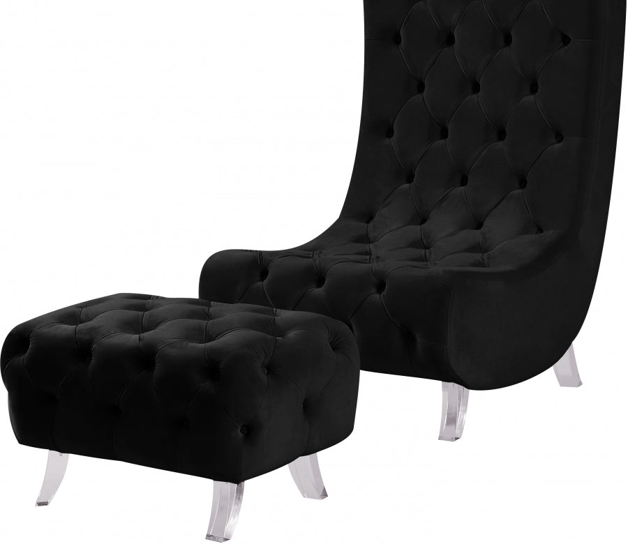 Crescent Black Velvet Chair from Meridian - Luna Furniture