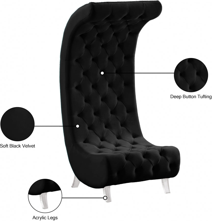 Crescent Black Velvet Chair from Meridian - Luna Furniture