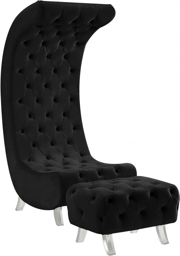 Crescent Black Velvet Chair from Meridian - Luna Furniture