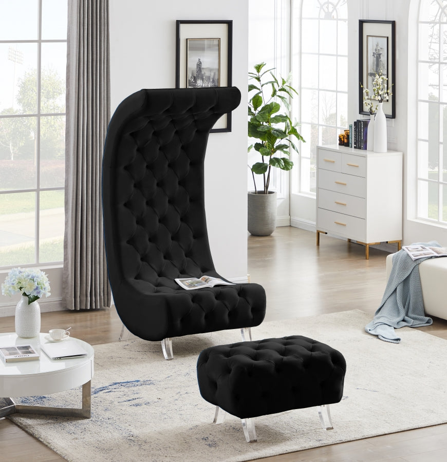 Crescent Black Velvet Chair from Meridian - Luna Furniture