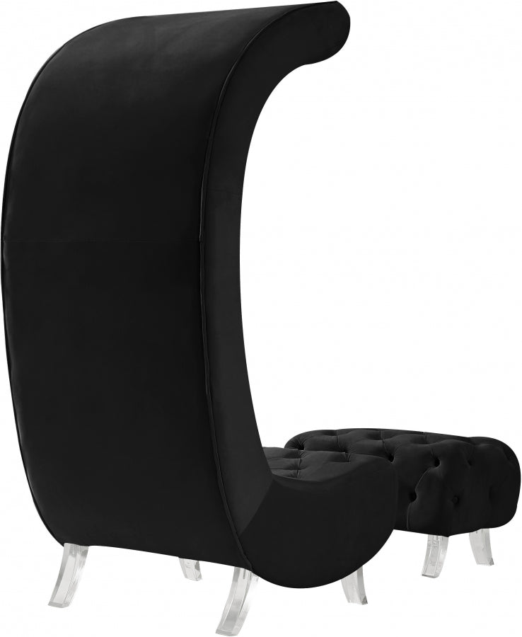 Crescent Black Velvet Chair from Meridian - Luna Furniture