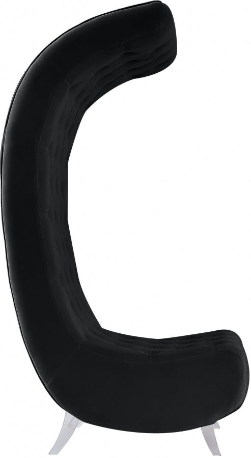 Crescent Black Velvet Chair from Meridian - Luna Furniture