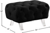 Crescent Black Velvet Ottoman from Meridian - Luna Furniture