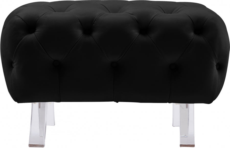 Crescent Black Velvet Ottoman from Meridian - Luna Furniture