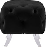 Crescent Black Velvet Ottoman from Meridian - Luna Furniture