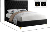 Cruz Black Velvet Full Bed from Meridian - Luna Furniture