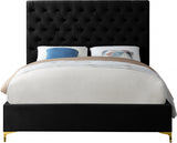 Cruz Black Velvet Full Bed from Meridian - Luna Furniture