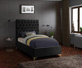 Cruz Black Velvet Twin Bed from Meridian - Luna Furniture