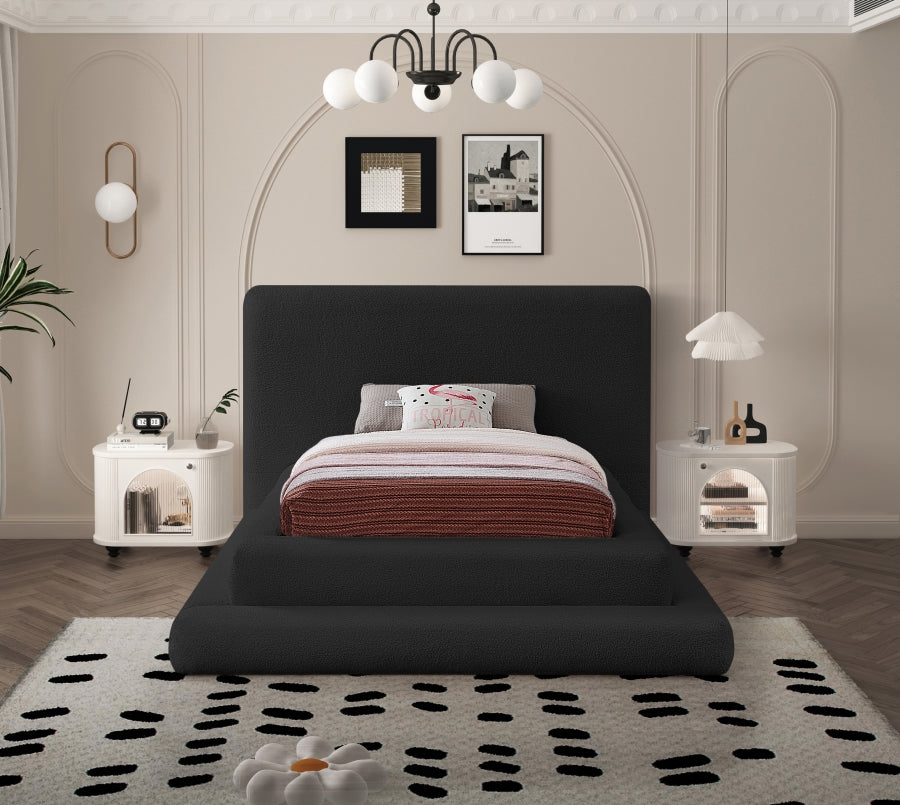 Dane Black Teddy Fabric Twin Bed from Meridian - Luna Furniture