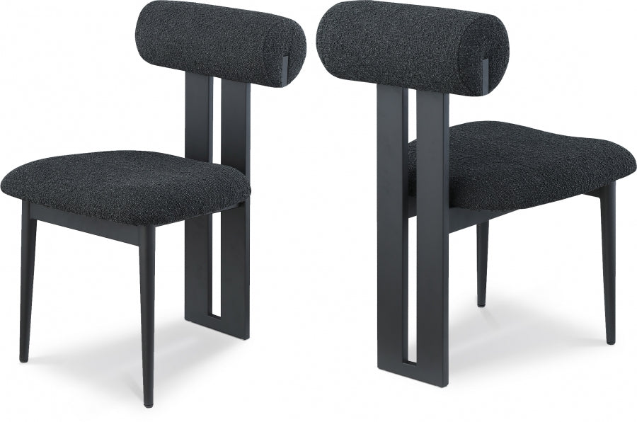 Black Dario Boucle Fabric Dining Chair, Set of 2 from Meridian - Luna Furniture