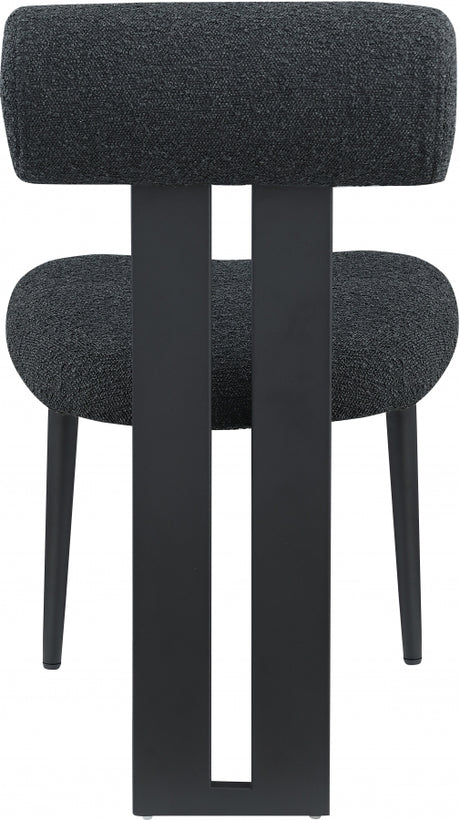 Black Dario Boucle Fabric Dining Chair, Set of 2 from Meridian - Luna Furniture